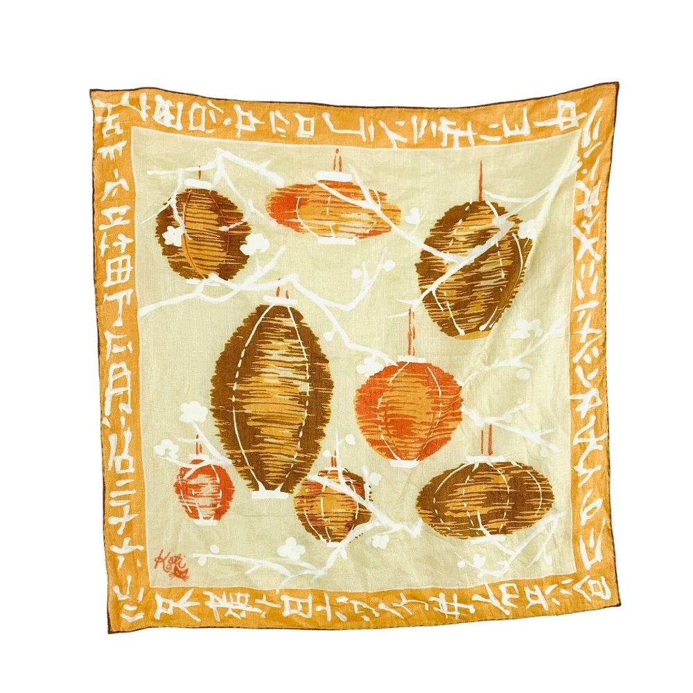 Vintage Kati Chinese Lantern Novelty Print Scarf Hanky